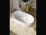 Vasque ELATI ovale 50 cm en céramique blanc brillant. Lavabo design à poser avec technologies UP-SLIM et UP-CLEAN. Garantie 10 ans. Livraison gratuite.