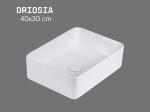 Vasque DRIOSIA 40 cm en céramique blanc brillant. Lavabo rectangulaire design à poser avec technologies UP-SLIM et UP-CLEAN. Livraison gratuite.