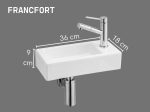 Lave-mains pour toilettes, suspendu et compacte, en céramique blanche, robinetterie à droite. Largeur 36 cm, Profondeur 18 cm, Hauteur 9 cm, Livraison 5-7 jours OFFERTE.