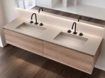 Plan vasque Design, sur mesure, Largeur 120 à 200 cm x Profondeur 40 à 60 cm, résine minérale de couleurs ACRYSTONE® Finition lisse, Livraison Offerte et Rapide.