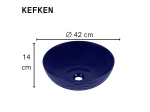 Vasque KEFKEN 42 cm en céramique bleu cobalt. Lavabo rond design à poser avec texture élégante. Garantie 10 ans. Livraison gratuite.
