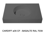 Plan vasque lavabo circulaire ⦰ 35 cm sur mesure Largeur 50 à 201 x P 40 à 51 cm Finition lisse 10 couleurs au choix, Anti bactérien Résine Akrytan® dans la masse Livraison Offerte.