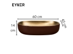 Vasque EYMIR 60x42 cm en céramique bordeaux et or mat. Lavabo ovale design XL pour salle de bain luxe. Garantie 10 ans. Livraison gratuite.
