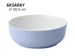 Vasque AKSARAY 38,5 cm en céramique bleu et blanc brillant. Lavabo design à poser moderne et compact. Garantie 10 ans. Livraison gratuite.