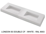 Double basin wall-hung, designer washbasin drainer, resin LONDON 50 CF