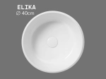 Vasque ELIKA 40 cm ronde en céramique blanc brillant. Design moderne avec bord convexe. À poser, sans trop-plein. Garantie 10 ans. Livraison gratuite.