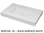 Plan vasque avec lavabo intégré au angle arrondi, L. 60 à 200 cm x l. 40 à 60 cm, résine minérale ACRYSTONE® SOLID-SURFACE Finition lisse blanc mate, Livraison Offerte et Rapide.