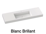 Plan vasque lavabo, sur mesure, Largeur 80 à 200 cm x Profondeur 46 à 80 cm, résine composite de haute qualité, Finition lisse blanc BRILLANT, Livraison Offerte.