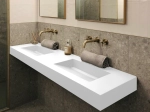 Double basin wall-hung, designer washbasin drainer, resin LONDON 50 CF