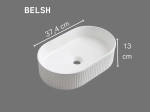 Vasque BELSH 49,4x31,4 cm en céramique blanc brillant. Lavabo semi-circulaire design gain de place avec texture décorative. Garantie 10 ans. Livraison gratuite.