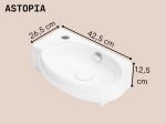 Vasque murale compacte ASTOPIA 42,5 cm blanc brillant. Idéale WC et petite salle de bain. Design ovale, gain de place, garantie 10 ans. Livraison gratuite.