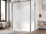 Paroi de douche coulissante, avec retour fixe, metal gun, verre opaque - TOURS