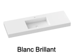 Plan vasque lavabo, sur mesure, Largeur 80 à 200 cm x Profondeur 46 à 80 cm, résine composite de haute qualité, Finition lisse blanc BRILLANT, Livraison Offerte.