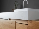 Plan de toilette suspendu, pour vasque à poser, L 50 à 201 x P 30 à 51 cm, finition lisse mate, 10 couleurs au choix, Anti bactérien, résine Akrytan®, Livraison Offerte.