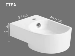 Lave-mains compact ITEA 40,5 cm blanc brillant. Robinetterie gauche, avec trop-plein. Idéal WC et petits espaces. Garantie 10 ans. Livraison gratuite.