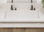 Plan vasque Design, sur mesure, Largeur 150 à 200 cm x Profondeur 40 à 60 cm, résine minérale ACRYSTONE® SOLID-SURFACE Finition lisse, Livraison Offerte et Rapide.