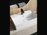 Vasque MESARIA 60 cm en céramique blanc brillant avec trou de robinetterie et trop-plein. Lavabo rectangulaire design à poser. Garantie 10 ans. Livraison gratuite.