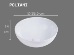 Vasque POLIANI ronde 38,5 cm en céramique blanc brillant. Design avec texture décorative. À poser, sans trop-plein. Garantie 10 ans. Livraison gratuite.