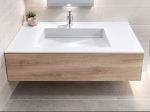 Plan vasque lavabo sur mesure : L 60 à 201 x P 40 à 51 cm, finition lisse mate, 10 couleurs au choix, Anti bactérien, résine Akrytan® teinté dans la masse, Livraison Offerte.