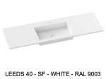 Plan vasque lavabo sur mesure : L 50 à 201 x P 30 à 51 cm, finition lisse mate, 10 couleurs au choix, Anti bactérien, résine Akrytan® teinté dans la masse, Livraison Offerte.