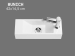 Lave-mains pour toilettes, suspendu et compacte, parfait pour les espaces restreints, Largeur 42 cm, Profondeur 14,5 cm, Hauteur 11 cm, résine minéral, Livraison 5-7 jours OFFERTE.