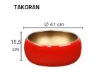 Vasque TAKORAN 41 cm en céramique rouge et or mat. Lavabo rond design à poser avec finition premium. Garantie 10 ans. Livraison gratuite.