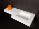 Plan vasque caniveau, sur mesure, Largeur 60 à 200 cm x Profondeur 40 à 60 cm, résine minérale ACRYSTONE® SOLID-SURFACE Finition lisse blanc mate, Livraison Offerte et Rapide.