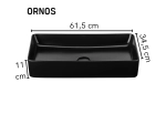 Vasque ORNOS rectangulaire 61,5 cm en céramique noir mat. Lavabo design à poser avec technologies UP-SLIM et UP-CLEAN. Garantie 10 ans. Livraison gratuite.