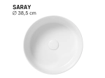 Vasque SARAY 38,5 cm en céramique rouge et blanc brillant. Lavabo design à poser moderne et compact. Garantie 10 ans. Livraison gratuite.