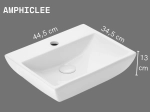 Lave-mains AMPHICLEE 44,5 cm blanc brillant. Rectangulaire, mural ou à poser avec trop-plein. Idéal écoles et bureaux. Garantie 10 ans. Livraison gratuite.