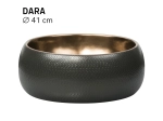 Vasque DARA 41 cm en céramique noir texturé et or mat. Lavabo rond design à poser avec finition premium. Garantie 10 ans. Livraison gratuite.