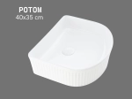 Vasque POTOM 40 cm blanc mat. Lavabo compact semi-circulaire design idéal petits espaces avec texture élégante. Garantie 10 ans. Livraison gratuite.