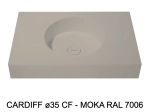 Plan vasque lavabo circulaire ⦰ 35 cm sur mesure Largeur 50 à 201 x P 40 à 51 cm Finition lisse 10 couleurs au choix, Anti bactérien Résine Akrytan® dans la masse Livraison Offerte.