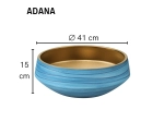 Vasque ADANA 41 cm en céramique bleu mat et or mat. Lavabo rond design à poser avec finition premium. Garantie 10 ans. Livraison gratuite.