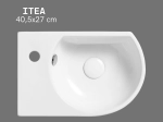 Lave-mains compact ITEA 40,5 cm blanc brillant. Robinetterie gauche, avec trop-plein. Idéal WC et petits espaces. Garantie 10 ans. Livraison gratuite.