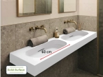 Plan double vasques, bassin design 60 cm, système d’évacuation discret L. 100 à 201 x P. 40 à 51 cm Finition lisse Résine Akrytan® teinté dans la masse, Livraison Offerte