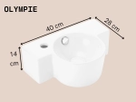 Lave-mains mural gauche OLYMPIE 40 cm blanc brillant. Avec trop-plein et trou robinetterie. Idéal WC invités. Garantie 10 ans. Livraison gratuite.
