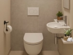 Lave-mains pour toilettes, de forme ronde, en céramique blanche, Largeur 39 cm, Profondeur 28 cm, Hauteur 11 cm, Livraison 5-7 jours OFFERTE.
