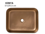 Vasque KONYA 51 cm en céramique bleu marine et or mat. Lavabo rectangulaire design à poser avec finition haut de gamme. Garantie 10 ans. Livraison gratuite.