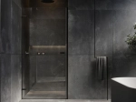 Porte de douche battante, sur mesure, noire, verre 8 mm - BRAY