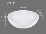 Vasque NYMFES ovale 40 cm en céramique blanc brillant. Design moderne à poser, sans trop-plein. Entretien facile UP-CLEAN. Garantie 10 ans. Livraison gratuite.