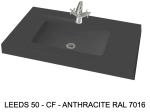 Plan vasque lavabo sur mesure : L 60 à 201 x P 40 à 51 cm, finition lisse mate, 10 couleurs au choix, Anti bactérien, résine Akrytan® teinté dans la masse, Livraison Offerte.