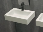 Lave-mains, sur mesure : L 50 à 80 x P 35 à 51 cm, finition lisse mate, 10 couleurs au choix, Anti bactérien, résine Akrytan® teinté dans la masse, Livraison Offerte.