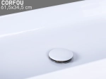 Vasque CORFOU rectangulaire 61 cm en céramique blanc brillant. Lavabo design à poser avec technologies UP-SLIM et UP-CLEAN. Livraison gratuite.