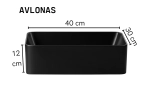 Vasque AVLONAS 40 cm noir mat en céramique. Lavabo rectangulaire design à poser avec parois fines UP-SLIM. Garantie 10 ans. Livraison gratuite.