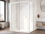 Paroi de douche coulissante, avec retour fixe, blanc - TOURS
