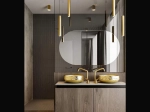 Vasque IKLAINA ronde 39,5 cm en céramique or brillant. Design luxe avec texture décorative. À poser, sans trop-plein. Garantie 10 ans. Livraison gratuite.