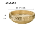 Vasque IKLAINA ronde 39,5 cm en céramique or brillant. Design luxe avec texture décorative. À poser, sans trop-plein. Garantie 10 ans. Livraison gratuite.