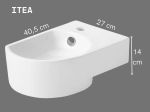 Lave-mains compact ITEA 40,5 cm blanc brillant. Robinetterie droit, avec trop-plein. Idéal WC et petits espaces. Garantie 10 ans. Livraison gratuite.
