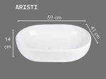 Vasque ARISTI ovale 59 cm en céramique blanc brillant. Lavabo design à poser avec traitement UP-CLEAN. Garantie 10 ans. Livraison gratuite.